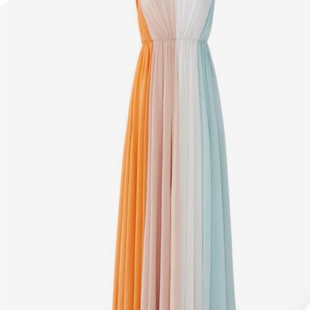 Raoul Sarina Orange, White, and Blue Maxi Dress